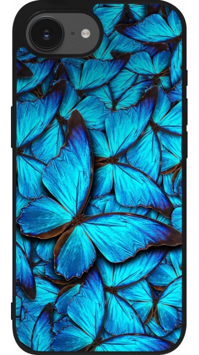 iPhone 16e Case Hülle - Silikon schwarz Papillon bleu