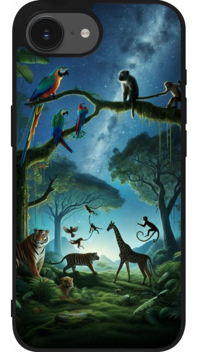 iPhone 16e Case Hülle - Silikon schwarz Paradies der exotischen Tiere