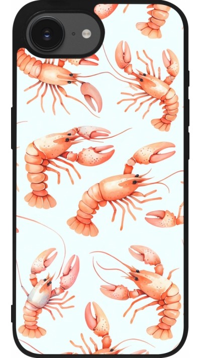 iPhone 16e Case Hülle - Silikon schwarz Muster von pastellfarbenen Hummern