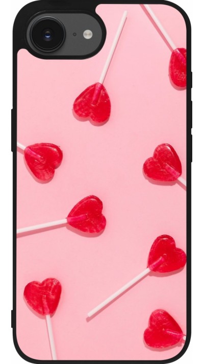 Coque iPhone 16e - Silicone rigide noir Saint Valentines Day 26 Lollipop