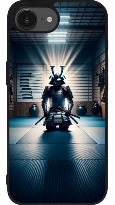 iPhone 16e Case Hülle - Silikon schwarz Samurai im Gebet