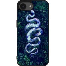 Coque iPhone 17e / 16e - Silicone rigide noir Serpent Blue Anaconda