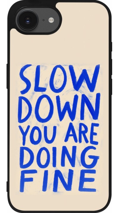 Coque iPhone 17e / 16e - Silicone rigide noir Slow down 2026