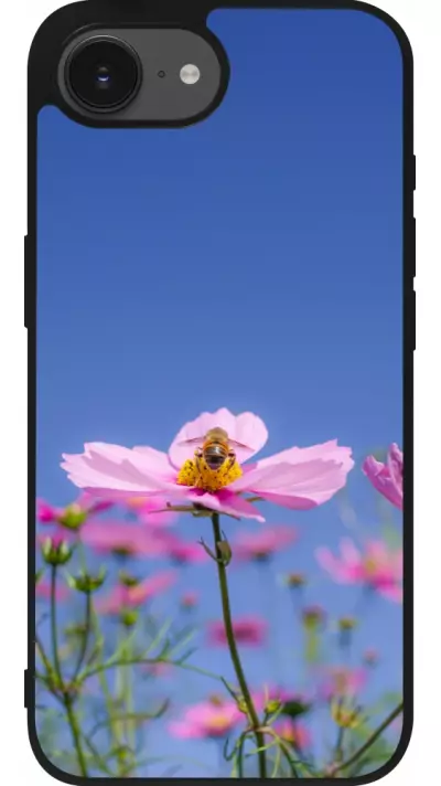 iPhone 17e / 16e Case Hülle - Silikon schwarz Bee on a flower Spring 2026