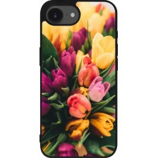 iPhone 17e / 16e Case Hülle - Silikon schwarz Bouquet of tulips Spring 2026