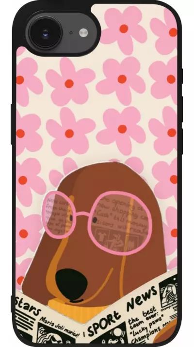 iPhone 17e / 16e Case Hülle - Silikon schwarz Dog with newspaper Spring 2026