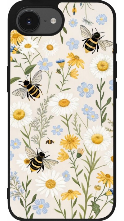 iPhone 17e / 16e Case Hülle - Silikon schwarz Pattern bees Spring 2026