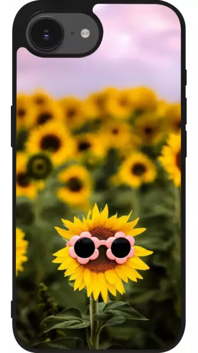 iPhone 17e / 16e Case Hülle - Silikon schwarz Sunflower with glasses Spring 2026