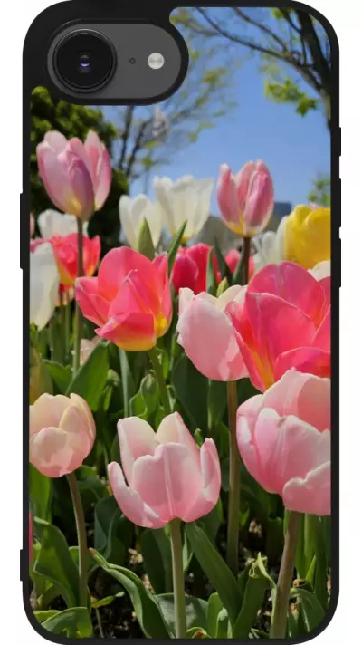 iPhone 17e / 16e Case Hülle - Silikon schwarz Tulips Spring 2026