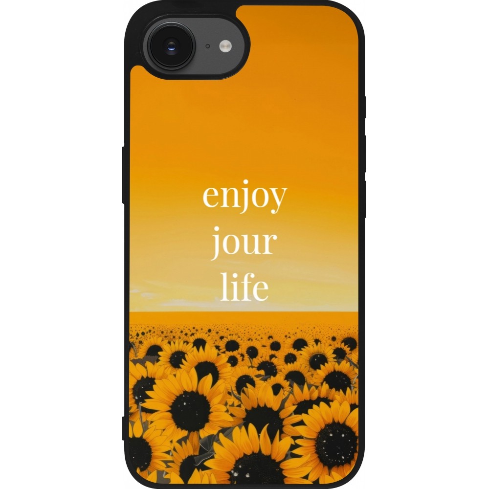 iPhone 16e Case Hülle - Silikon schwarz Summer 2025 Enjoy your life
