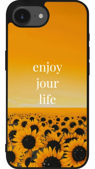 iPhone 16e Case Hülle - Silikon schwarz Summer 2025 Enjoy your life