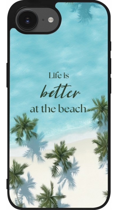 iPhone 16e Case Hülle - Silikon schwarz Summer 2025 Life is better at the beach
