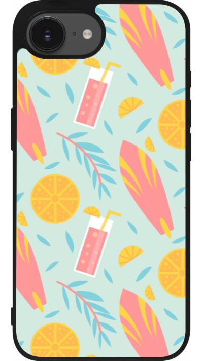 iPhone 16e Case Hülle - Silikon schwarz Summer 2025 Pattern citron