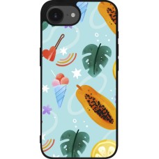 iPhone 16e Case Hülle - Silikon schwarz Summer 2025 Pattern papaya