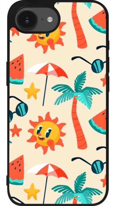 iPhone 16e Case Hülle - Silikon schwarz Summer 2025 Pattern soleil