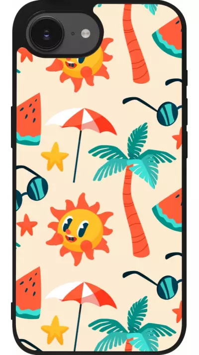 iPhone 16e Case Hülle - Silikon schwarz Summer 2025 Pattern soleil