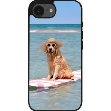 iPhone 16e Case Hülle - Silikon schwarz Summer Dog on Paddle