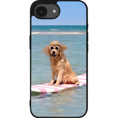 iPhone 16e Case Hülle - Silikon schwarz Summer Dog on Paddle