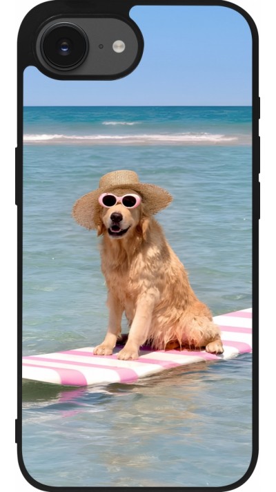 iPhone 16e Case Hülle - Silikon schwarz Summer Dog on Paddle