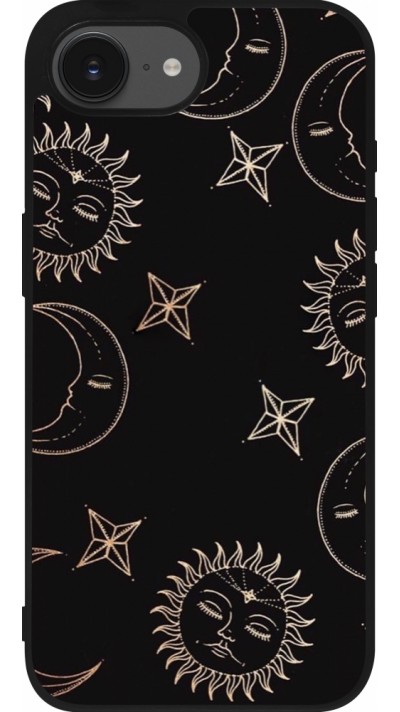 iPhone 16e Case Hülle - Silikon schwarz Suns and Moons