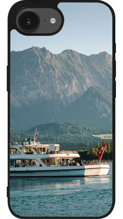 iPhone 16e Case Hülle - Silikon schwarz  Nationalfeiertag Schweiz Bateau Leman