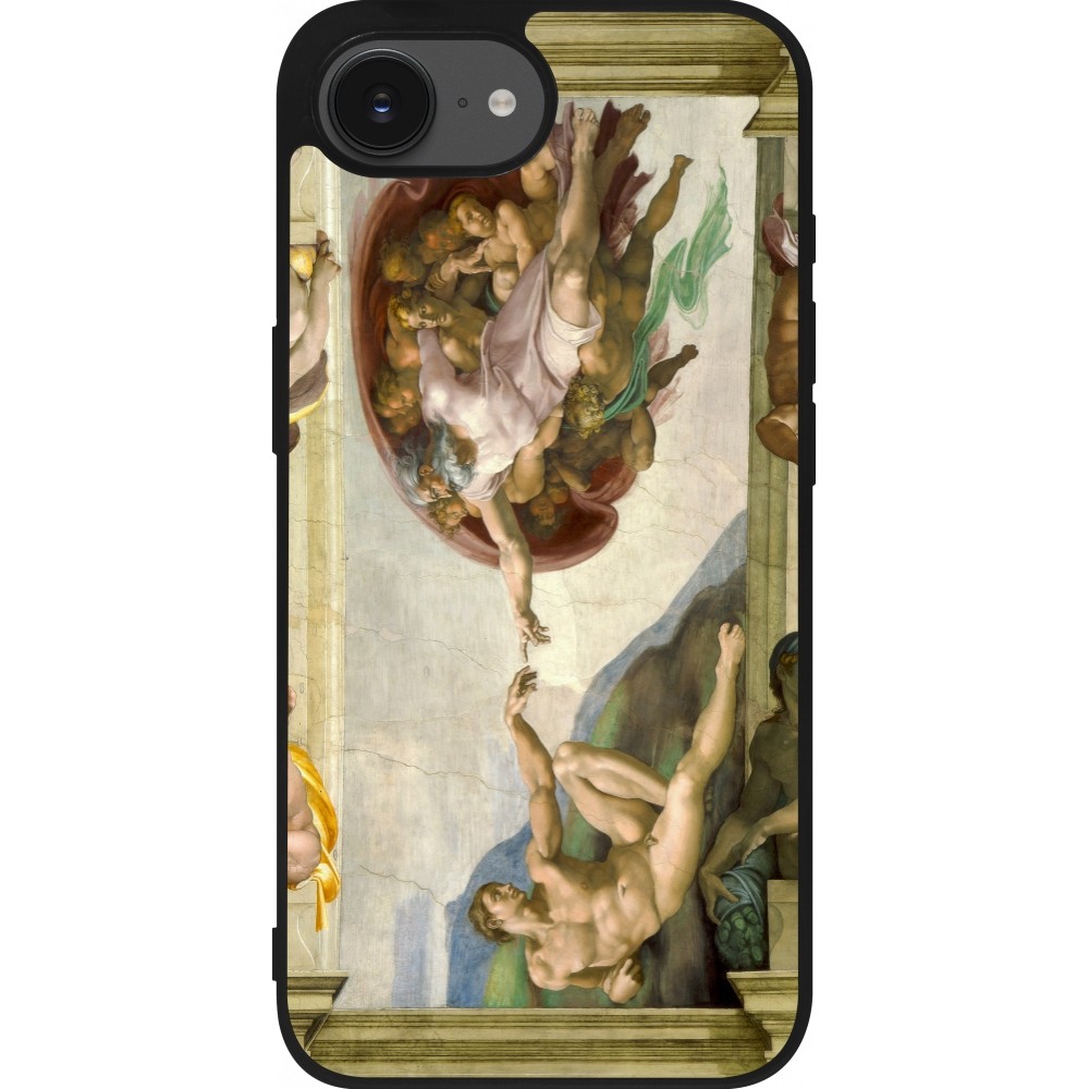 iPhone 16e Case Hülle - Silikon schwarz Kunstbild - Die Erschaffung Adams - Michelangelo