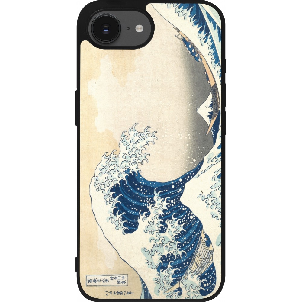 iPhone 16e Case Hülle - Silikon schwarz Kunstbild - Die große Welle vor Kanagawa - Hokusai