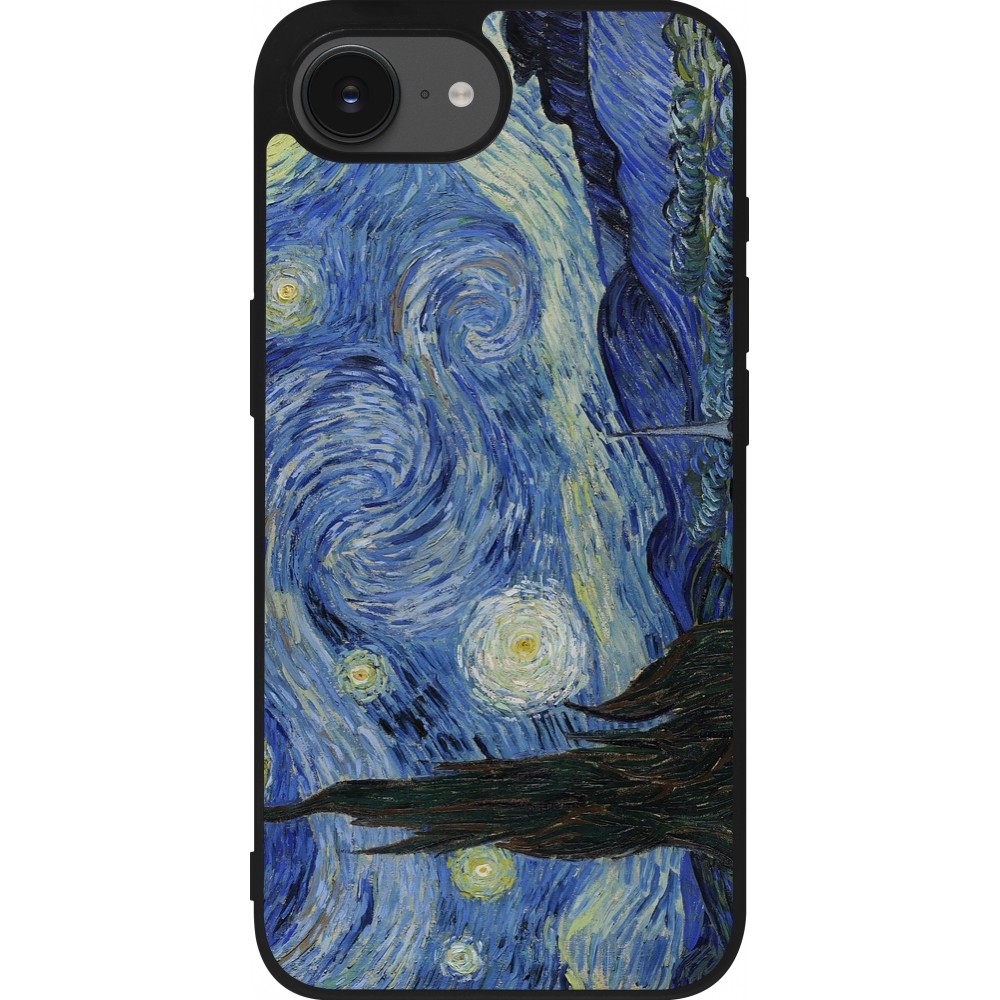 iPhone 16e Case Hülle - Silikon schwarz Kunstbild - Sternennacht - Van Gogh