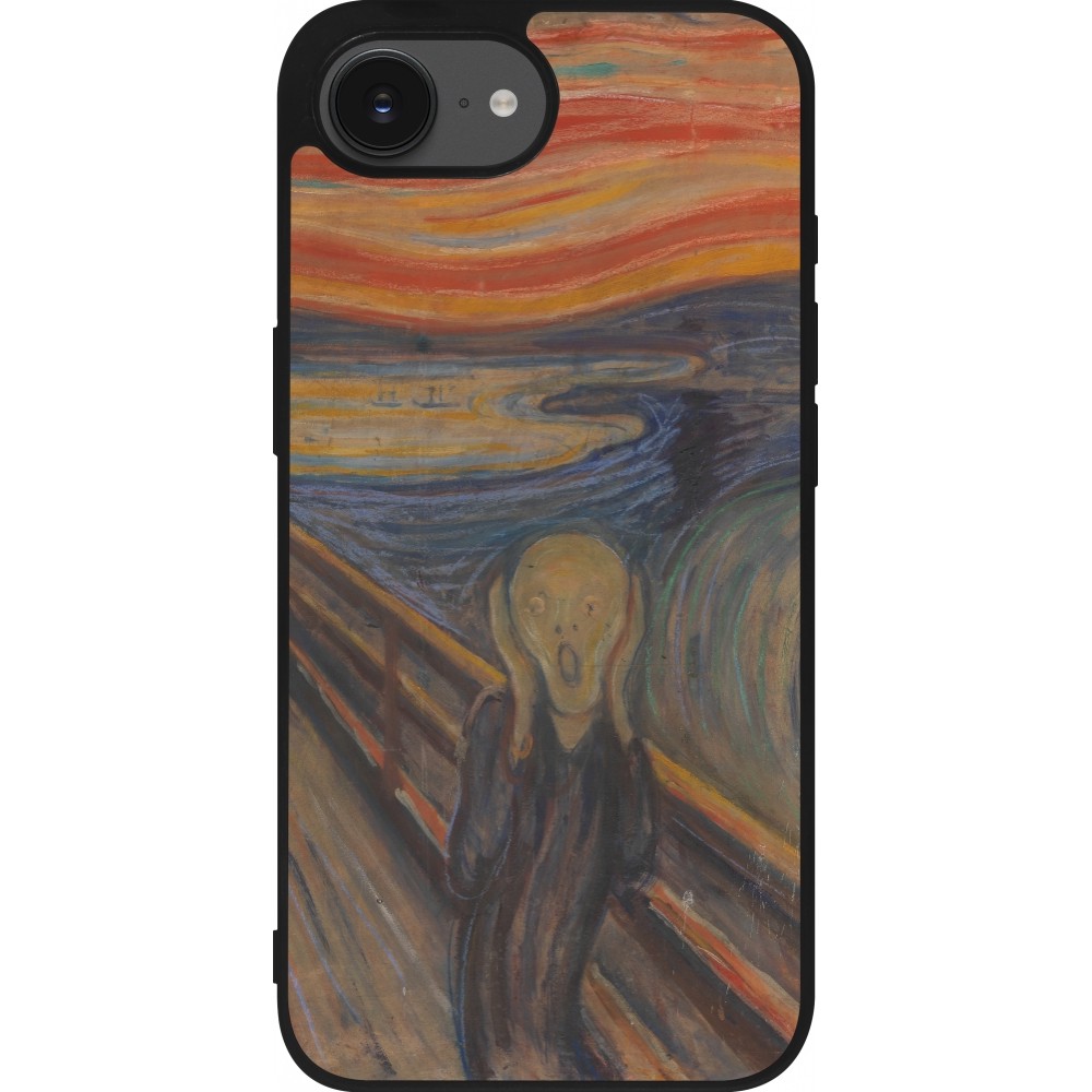 iPhone 16e Case Hülle - Silikon schwarz Kunstbild - Der Schrei - Edvard Munch