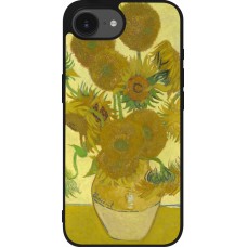 iPhone 16e Case Hülle - Silikon schwarz Kunstbild - Sonnenblumen  - Van Gogh