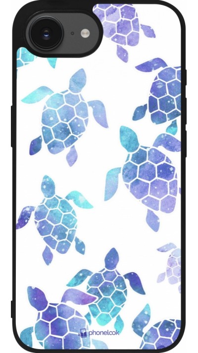 iPhone 16e Case Hülle - Silikon schwarz Turtles pattern watercolor