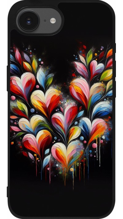 iPhone 16e Case Hülle - Silikon schwarz Valentin 2024 Schwarzes Herz Abstrakt