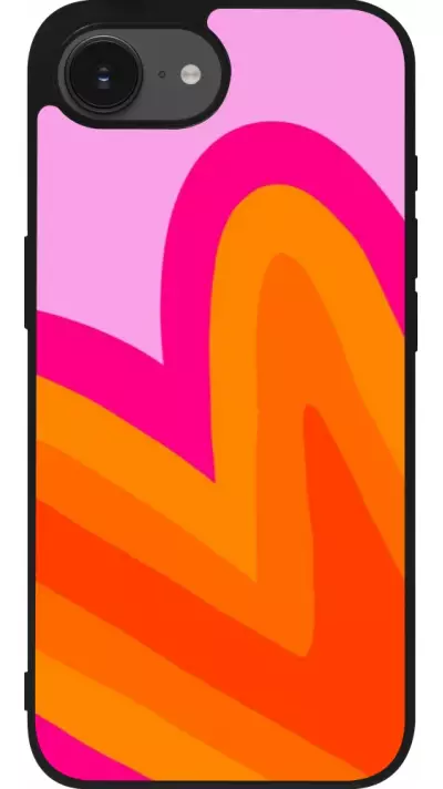 iPhone 16e Case Hülle - Silikon schwarz Valentine 2024 heart gradient