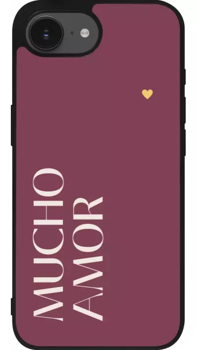 iPhone 16e Case Hülle - Silikon schwarz Valentine 2024 mucho amor rosado
