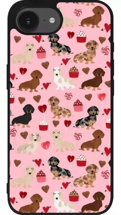 iPhone 16e Case Hülle - Silikon schwarz Valentine 2024 puppy love