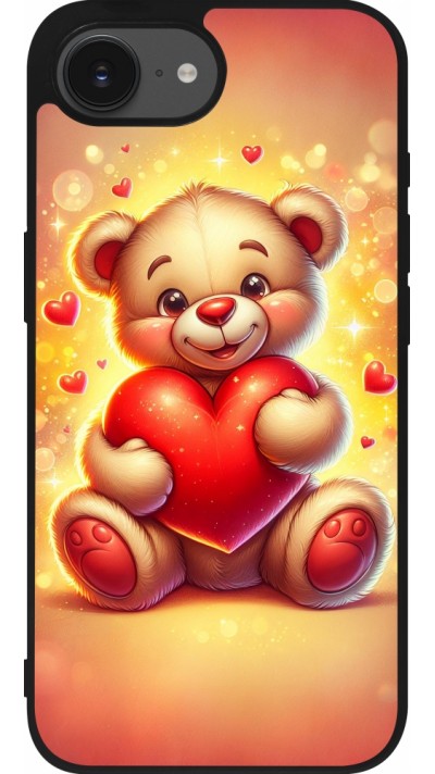 iPhone 16e Case Hülle - Silikon schwarz Valentin 2024 Teddy Liebe