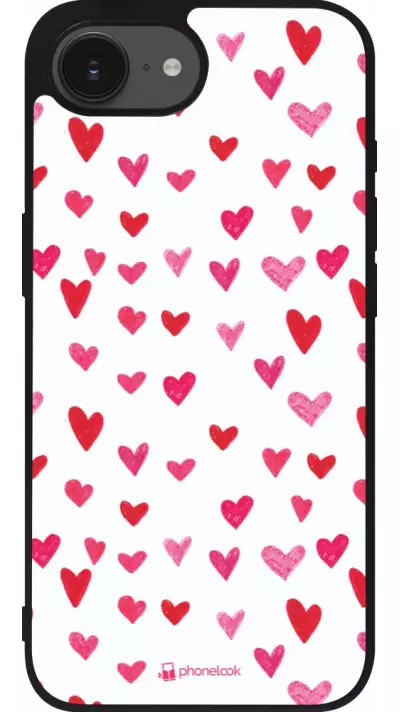 iPhone 16e Case Hülle - Silikon schwarz Valentine 2022 Many pink hearts