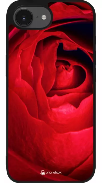 iPhone 16e Case Hülle - Silikon schwarz Valentine 2022 Rose