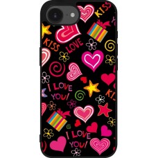 iPhone 16e Case Hülle - Silikon schwarz Valentine 2023 love symbols