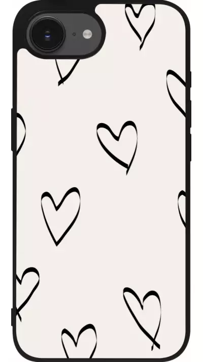 iPhone 16e Case Hülle - Silikon schwarz Valentine 2023 minimalist hearts