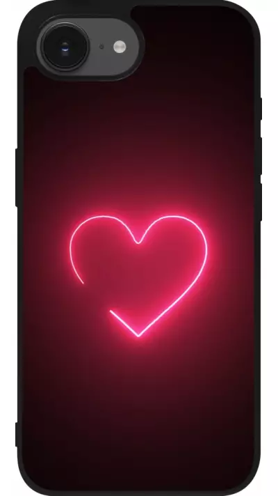 iPhone 16e Case Hülle - Silikon schwarz Valentine 2023 single neon heart