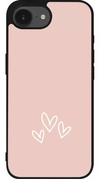 iPhone 16e Case Hülle - Silikon schwarz Valentine 2023 three minimalist hearts