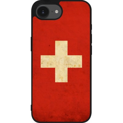 iPhone 16e Case Hülle - Silikon schwarz Vintage Flag SWISS