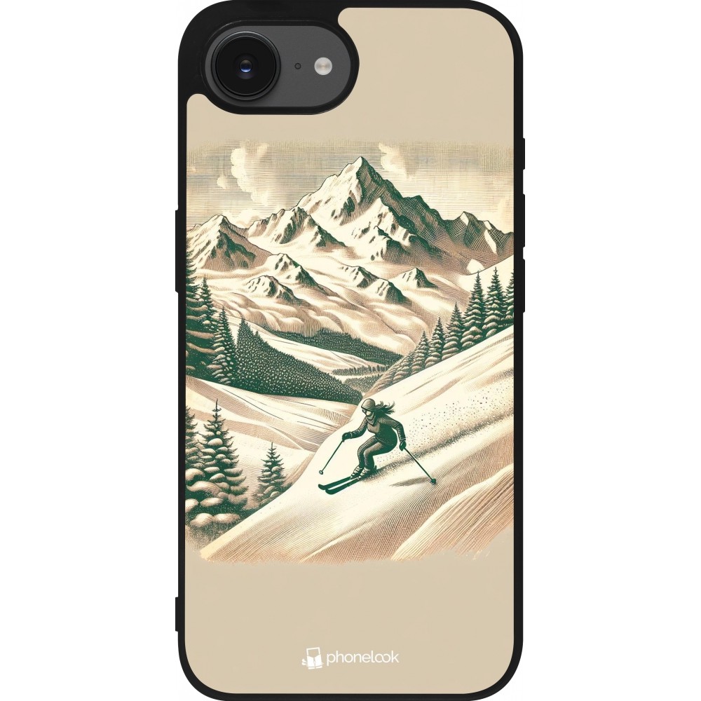 iPhone 16e Case Hülle - Silikon schwarz Vintage Skiberg