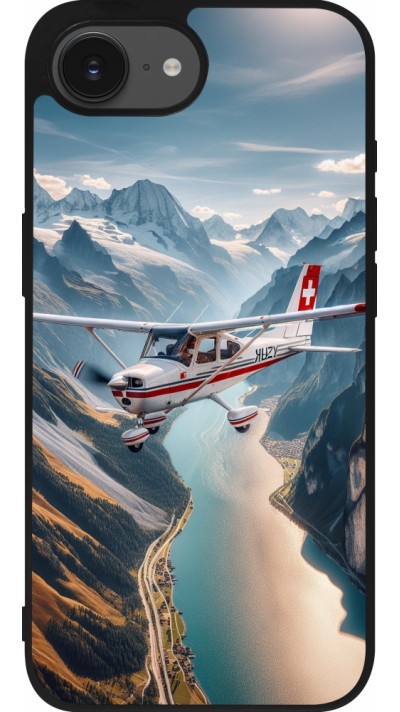 iPhone 16e Case Hülle - Silikon schwarz Schweizer Alpenflug