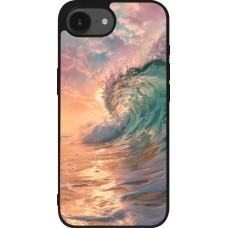 Coque iPhone 17e / 16e - Silicone rigide noir Wave Sunset
