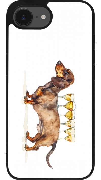 iPhone 16e Case Hülle - Silikon schwarz Wine Teckel