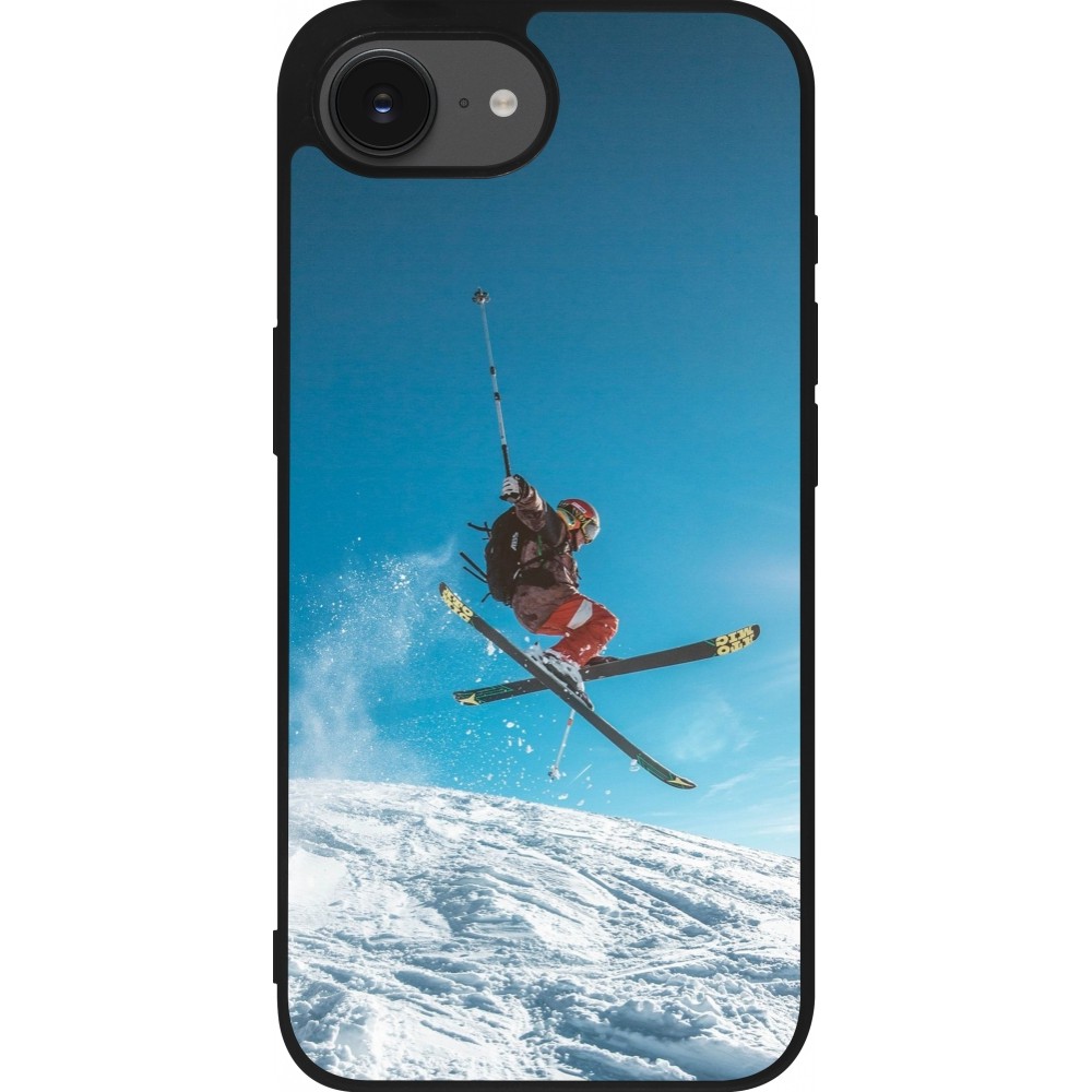 iPhone 16e Case Hülle - Silikon schwarz Winter 22 Ski Jump