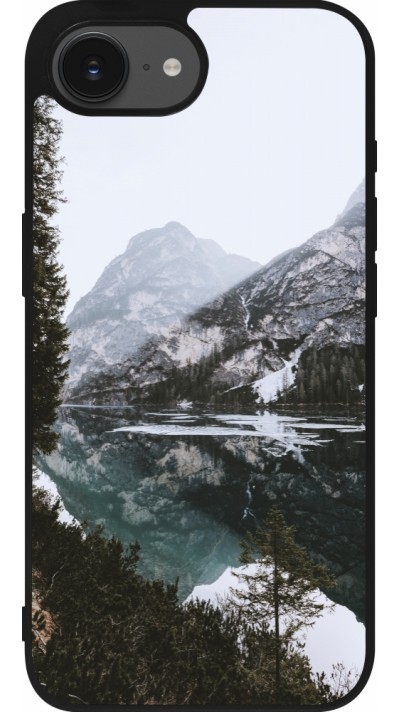 iPhone 16e Case Hülle - Silikon schwarz Winter 22 snowy mountain and lake