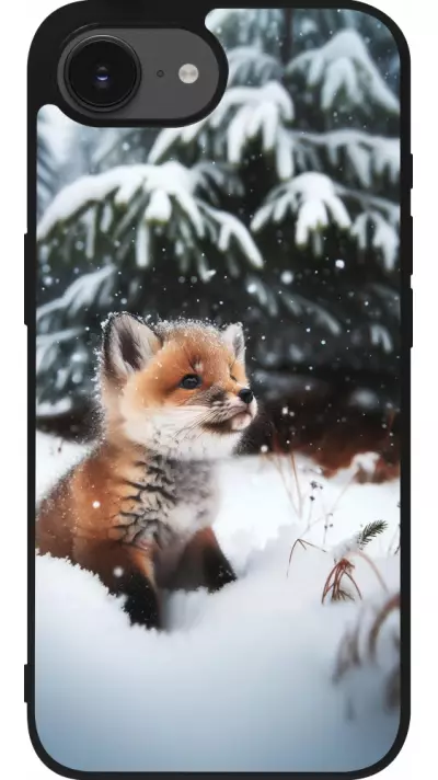 iPhone 16e Case Hülle - Silikon schwarz Weihnachten 2023 Fuechslein Tanne